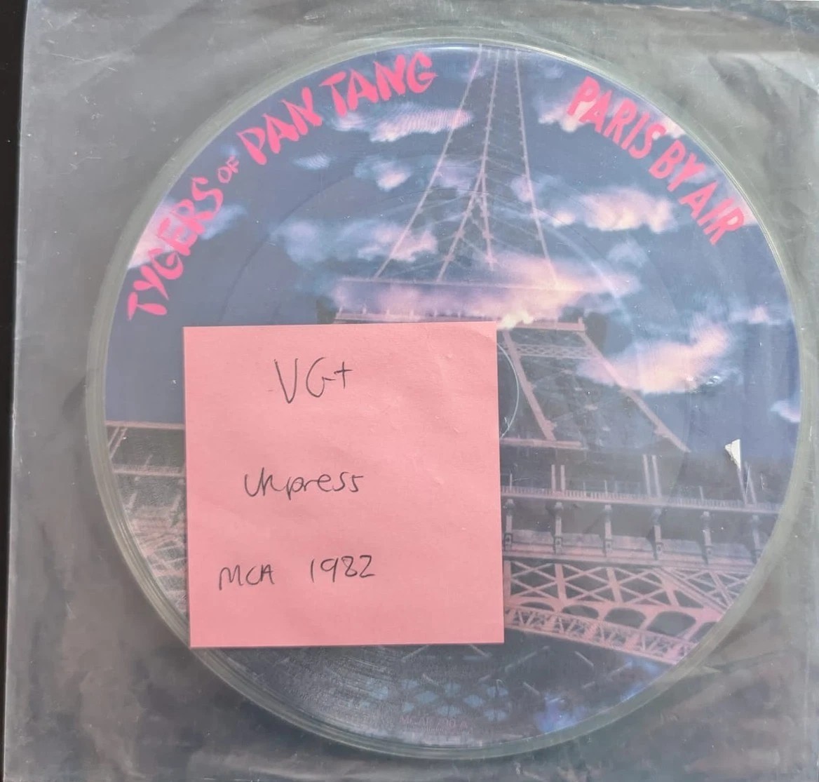 Tygers Of Pan Tang Paris By Air Vinyl Record Picture Disc VG+ 1982 vinyl record sleeve Tygers Of Pan Tang Paris By Air Vinyl Record Picture Disc VG+ 1982 vinyl record sleeve