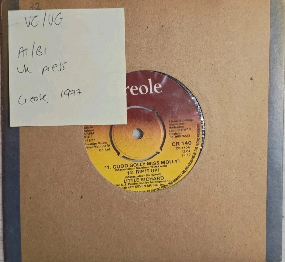 Little Richard Good Golly Miss Molly Vinyl Record VG/VG CR140 1977 vinyl record sleeve Little Richard Good Golly Miss Molly Vinyl Record VG/VG CR140 1977 vinyl record sleeve