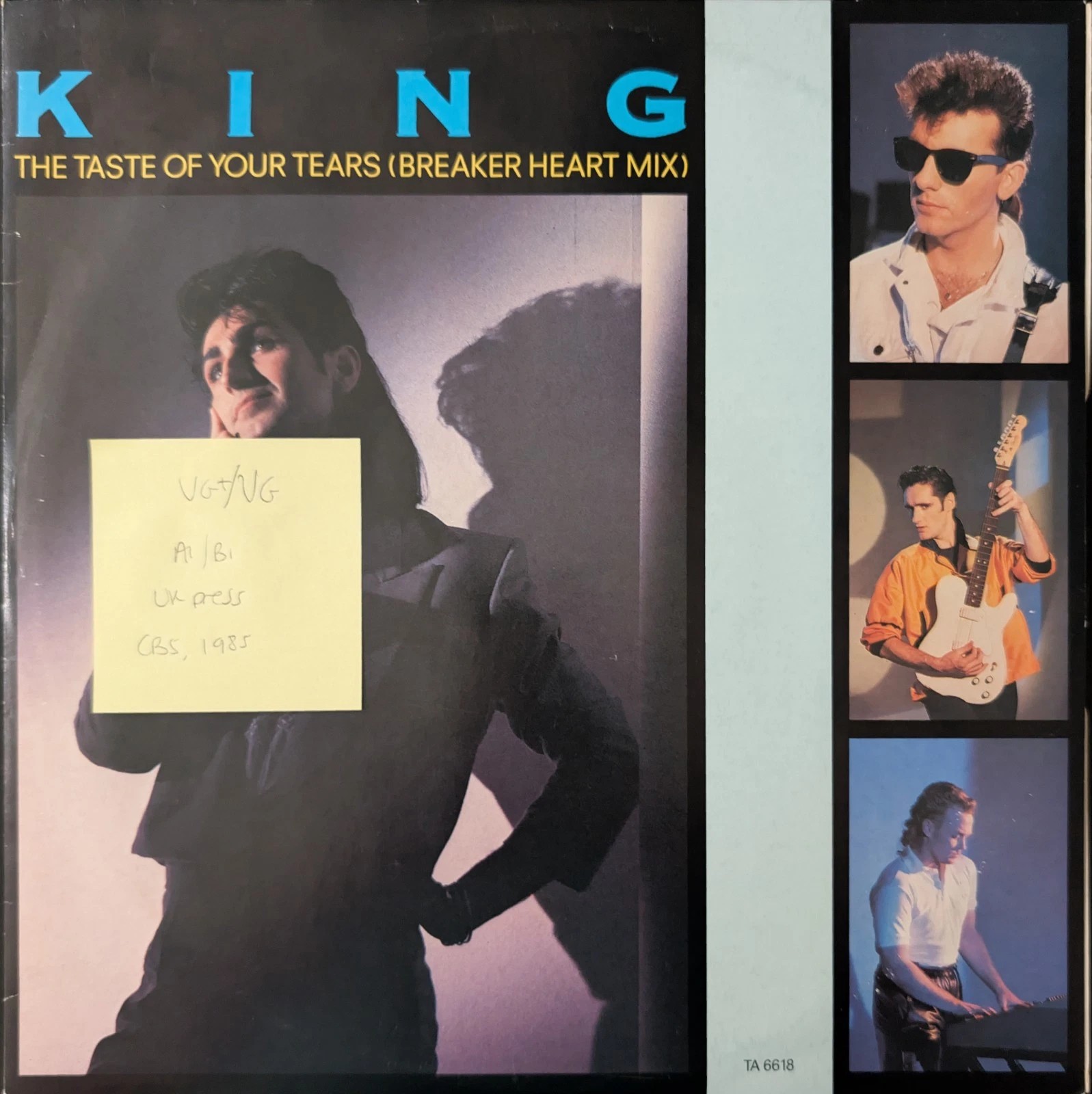 King The Taste Of Your Tears Vinyl Record 12" VG+/VG TA6618 1985 vinyl record sleeve King The Taste Of Your Tears Vinyl Record 12" VG+/VG TA6618 1985 vinyl record sleeve