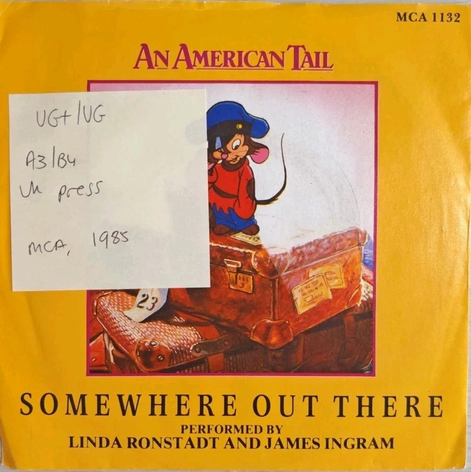 Linda Ronstadt And James Ingram Somewhere Out There Vinyl Record VG+/VG MCA1133 vinyl record sleeve Linda Ronstadt And James Ingram Somewhere Out There Vinyl Record VG+/VG MCA1133 vinyl record sleeve