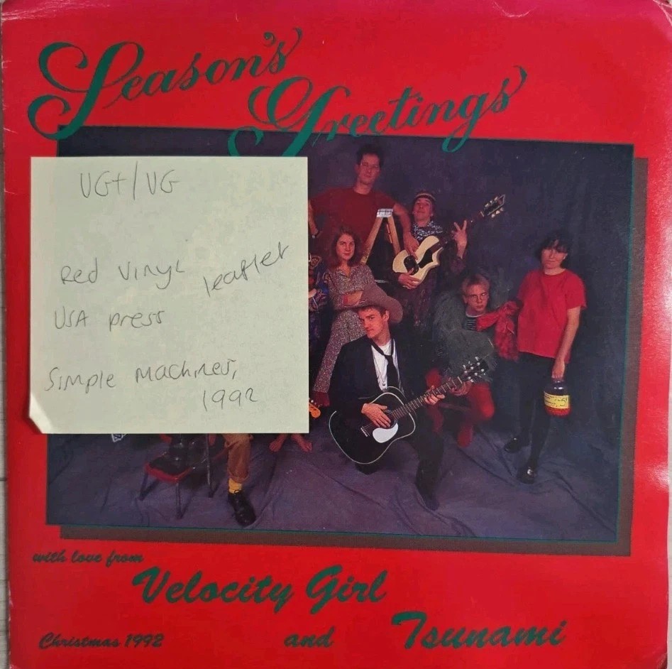 Velocity Girl & Tsunami Season's Greetings Red Vinyl Record VG+/VG SMR014 1992 vinyl record sleeve Velocity Girl & Tsunami Season's Greetings Red Vinyl Record VG+/VG SMR014 1992 vinyl record sleeve