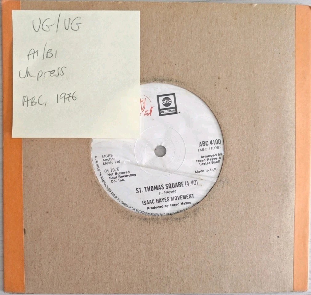 Isaac Hayes Disco Connection/ St Thomas Square Vinyl Record VG/VG ABC 4100 1976 vinyl record sleeve Isaac Hayes Disco Connection/ St Thomas Square Vinyl Record VG/VG ABC 4100 1976 vinyl record sleeve