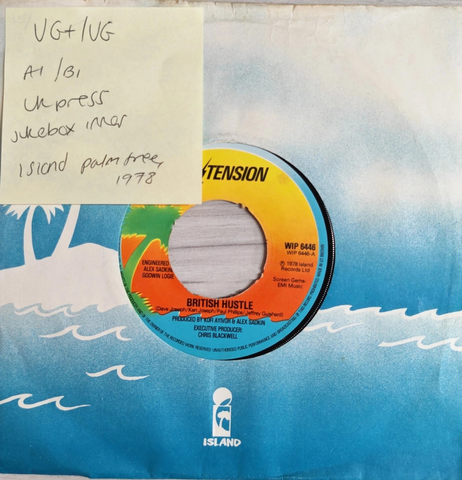 Hi Tension British Hustle Vinyl Record VG+/VG WIP 6446 1978 vinyl record sleeve Hi Tension British Hustle Vinyl Record VG+/VG WIP 6446 1978 vinyl record sleeve